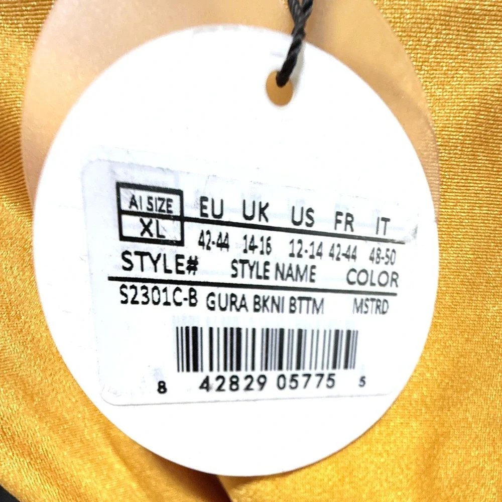 Andrea Iyamah Gura Bikini Set Mustard Yellow XL High Waist Underwire Halter